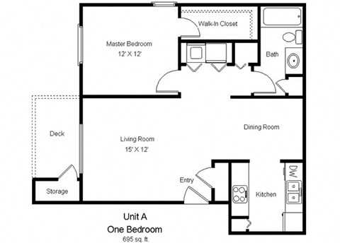 Traditions Denver_1 Bedroom Floor Plan